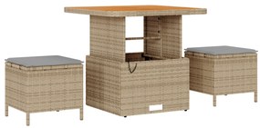 vidaXL 9 Piece Garden Sofa Set with Cushions Beige Poly Rattan Acacia