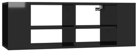 Έπιπλο Τηλεόρασης Κρεμαστό Γυαλ. Μαύρο 102x35x35 εκ Μοριοσανίδα - Μαύρο