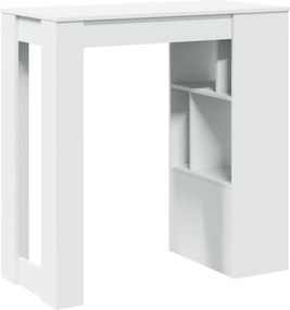 vidaXL Τραπέζι Μπαρ με Ράφια Λευκό 102 x 50 x 103,5 εκ.από Επεξ. Ξύλο