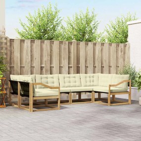 vidaXL Σειρά Καναπέ Εξωτερικού με μαξιλάρι 6 pcs Λευκό και Κρεμ