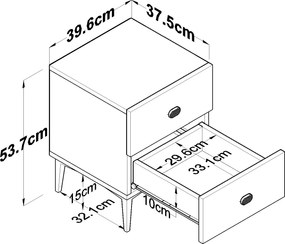 Κομοδίνο Λευκό BROMIL 39.6x37.5x53.7