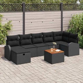 vidaXL Σετ Καναπέ Κήπου με μαξιλάρι 8 pcs Μαύρο Πολυ ράταν
