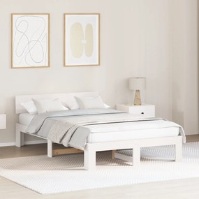 vidaXL Κρεβάτι με Κεφαλάρι Λευκό 120x200 εκ. Μασίφ ξύλο πεύκου