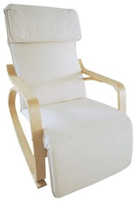 Πολυθρόνα Super Relax Ξύλο/Ύφασμα Σημύδα/Λευκό 67x127x90cm