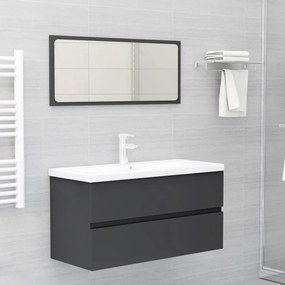 vidaXL Ντουλάπι Νιπτήρα Γκρι 90 x 38,5 x 45 εκ. από Μοριοσανίδα