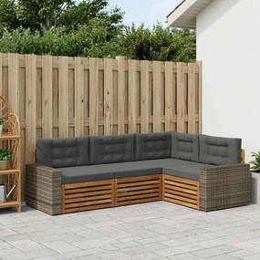 vidaXL Σειρά Καναπέ Εξωτερικού 4 pcs Φυσικό και Ανθρακί