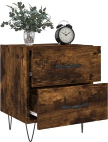 vidaXL Κομοδίνα 2 τεμ. Καπνιστή Δρυς 40 x 35 x 47,5 εκ. Επεξεργ. Ξύλο