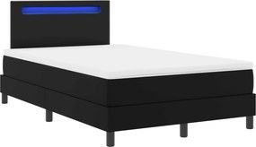 vidaXL Κρεβάτι με ελατήρια Μαύρο 120 x 190 cm Τεχνητό δέρμα