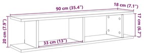 Ραφιέρες Τοίχου 2 τεμ. Μαύρες 90 x 18 x 20 εκ. Επεξεργ. Ξύλο - Καφέ