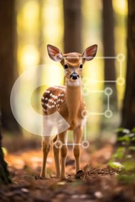 Σετ των 2 Intra Συλλεκτικό Ξύλινο Παζλ Plywood 4mm - Όμορφη εικόνα ενός νεαρού ελαφιού στο δάσος Σε Ξύλινο Κουτί - Διαστάσεις: 10x10 cm – 25 κομμάτια