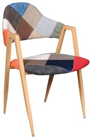 DELTA Πολυθρόνα Μέταλλο Βαφή Φυσικό, Ύφασμα Patchwork 50x55x80cm ΕΜ130,4