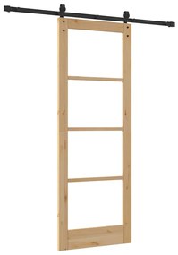 vidaXL Συρόμενη Πόρτα ORKDAL Καφέ 78 x 211 εκ Μασίφ ξύλο πεύκου