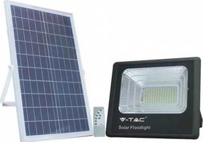 V-TAC Στεγανός Ηλιακός Προβολέας IP65 Ισχύος 100W με Τηλεχειριστήριο και Φυσικό Λευκό Φως σε Μαύρο χρώμα