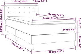 vidaXL Κρεβάτι Boxspring με Στρώμα Taupe 90x190 εκ.Υφασμάτινο
