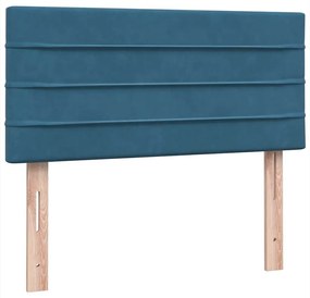 Κρεβάτι Boxspring με Στρώμα Σκούρο Μπλε 90x220 εκ. Βελούδινο - Μπλε