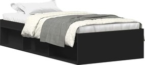vidaXL Πλαίσιο Κρεβατιού Μαύρο 75 x 190εκ. Small Single