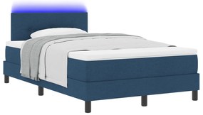 vidaXL Κρεβάτι με Ελατήριο και Στρώμα & LED Μπλε 120x200 εκ. Ύφασμα