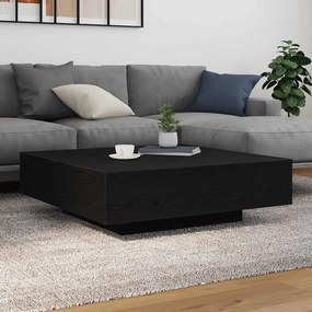 vidaXL Τραπέζι καφέ με LED φώτα Μαύρη Δρυς 100x100x31 εκ.
