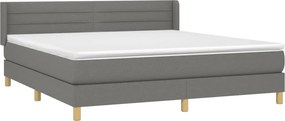 vidaXL Κρεβάτι Boxspring με Στρώμα Σκούρο Γκρι 160x200 εκ Υφασμάτινο