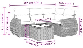 vidaXL Σετ Καναπέ Κήπου 5 τεμ. Μπεζ Συνθετικό Ρατάν με Μαξιλάρι