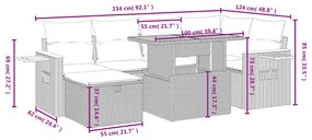 vidaXL Σετ Σαλονιού Κήπου 7 τεμ. Γκρι Συνθετικό Ρατάν με Μαξιλάρια