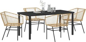 vidaXL Σέτ φαγητού για κήπο 5 pcs Καφέ συνθετικό ρατάν