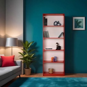 Βιβλιοθήκη Max Megapap χρώμα κόκκινο 58x23x170εκ.
