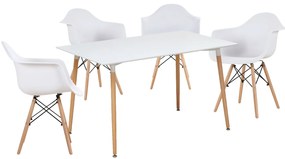 Σετ Τραπεζαρία (4+1) ArteLibre OWLET Λευκό/Φυσικό PP/Ξύλο 120x80x74cm-14990400