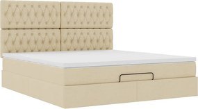 vidaXL Οθωμανικό Κρεβάτι με Στρώμα Κρέμα 160x200cm Ύφασμα