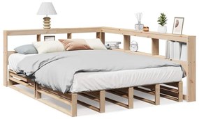 vidaXL Κρεβάτι Βιβλιοθήκη Χωρίς Στρώμα 140x190 εκ Μασίφ Ξύλο Πεύκου