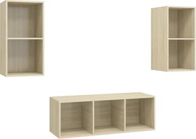 vidaXL Έπιπλα Τηλεόρασης Σετ 3 Τεμαχίων Sonoma Δρυς από Επεξ. Ξύλο