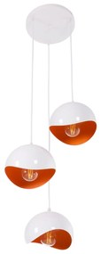 CEILING PENDANT 3-LIGHTER  METAL SPHERES IN WHITE-ORANGE Φ20x112Hcm. 20x20x112 εκ.