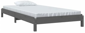 vidaXL Κρεβάτι Στοιβαζόμενο Γκρι 75x190 εκ. από Μασίφ Ξύλο Πεύκου