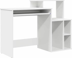 vidaXL Γραφείο με ράφι Λευκό 120,5 x 44 x 88,5 εκ Επεξεργασμένο ξύλο