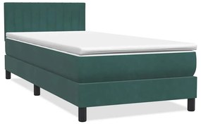 Box Spring κρεβάτι με στρώμα σκούρο πράσινο 100x220cm Βελούδινο - Πράσινο