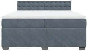 vidaXL Κρεβάτι Boxspring με Στρώμα Σκούρο Γκρι 200x200 εκ. Βελούδινο