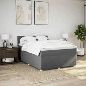 vidaXL Κρεβάτι Boxspring με Στρώμα Σκούρο Γκρι 140x200 εκ Υφασμάτινο