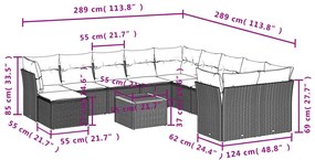 vidaXL Σαλόνι Κήπου Σετ 12 τεμ. Μπεζ Συνθετικό Ρατάν με Μαξιλάρια