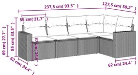 vidaXL Σαλόνι Κήπου Σετ 5 Τεμαχίων Γκρι Συνθετικό Ρατάν με Μαξιλάρια