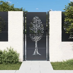 Πύλη Κήπου με Σχέδιο Δέντρο Ανθρακί 105 x 180 εκ. Ατσάλινη - Ανθρακί