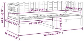 Καναπές Κρεβάτι Μαύρος 90 x 190 εκ. από Μασίφ Ξύλο Πεύκου - Μαύρο