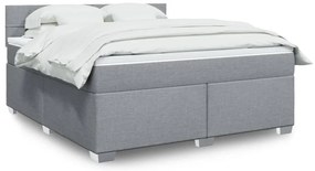 vidaXL Κρεβάτι Boxspring με Στρώμα Ανοιχτό Γκρι 180x200 εκ. Υφασμάτινο