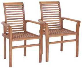 Καρέκλες Τραπεζαρίας Στοιβαζόμενες 4 τεμ. από Μασίφ Ξύλο Teak - Καφέ