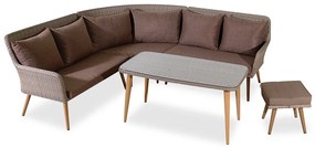 Καθιστικό Γωνιακό Rattan (Σετ 3Τμχ) 130x84x92 BR068 Tulip Brown 6 Θέσεων