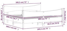 Σκελετός Κρεβ. Χωρίς Στρώμα Καφέ Κεριού 180x200 εκ Μασίφ Πεύκο - Καφέ