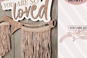 Σετ των 2 Intra απο ξύλο plywood 3mm-4mm πάχος – Είστε τόσο αγαπημένοι Macrame Laser Δίασταση 20x20 cm INTRAFABR-74860371