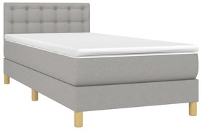 ΚΡΕΒΑΤΙ BOXSPRING ΜΕ ΣΤΡΩΜΑ &amp; LED ΑΝ.ΓΚΡΙ 90X200 ΕΚ. ΥΦΑΣΜΑΤΙΝΟ 3134005