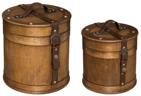 Κουτιά Αποθήκευσης (Σετ 2τμχ) A-S Wooden Round 182352