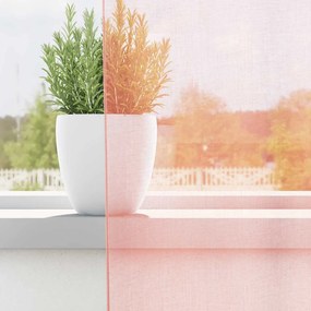 vidaXL Voile κουρτίνες με τσέπες ράβδου 2 τεμάχια Ροζ