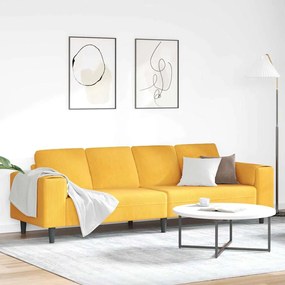 vidaXL Υφασμάτινος καναπές με μαξιλάρι Απαλό Κίτρινο Βελούδο